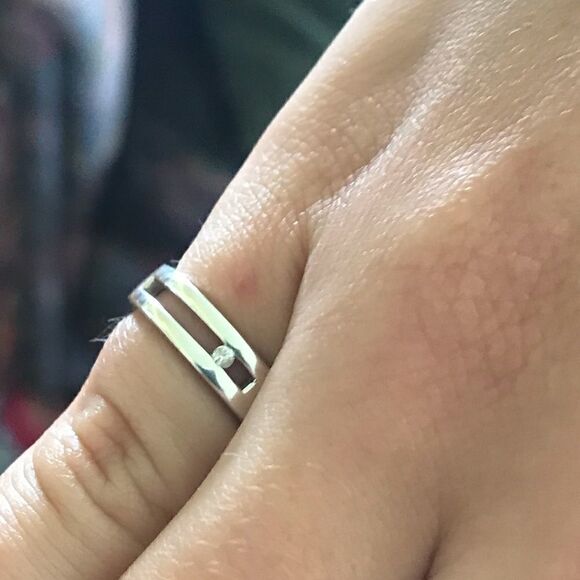 925 Sterling & Diamonds Solid Matching Bangle & Ring Set - Picture 6 of 11